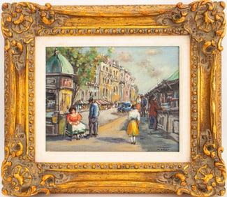Morris Eaton Paris Street Scene Oil on Board