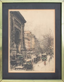 Luigi Kasimir "Porte St. Denis, Paris" Etching