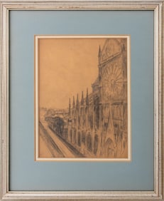 European School Notre Dame Graphite on Paper