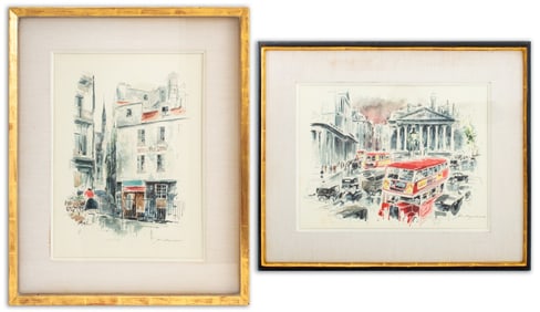 John Haymson Cityscapes Watercolor on Paper, 2