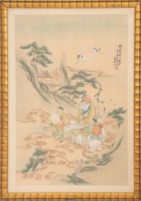 Chinese Stellar God Shouxing Gouache on Fabric