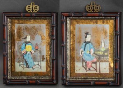 Chinoiserie Gilded Decoupage Reverse Panels, 2