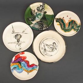 Eva Bouzard-Hui & Musulin Art Pottery Plates, 5