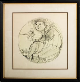 Bjorn Wiinblad Girl with Bird Offset Lithograph