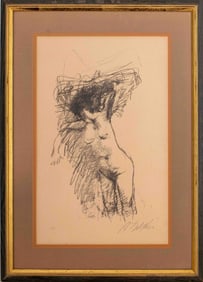 Illegibly Signed Impressionist Nude Lithograph