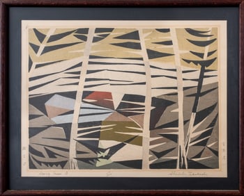 Shinichi Takahashi "Among Trees B" Woodblock