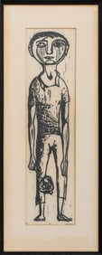 Regina Shekerjian "Boy" Woodblock on Rice Paper