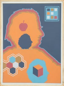 Marre Geometric Portrait Gouache on Canvas Board