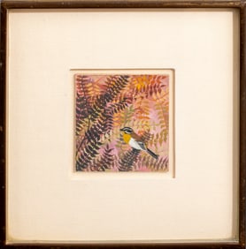Anthea Lewis Bird in Foliage Gouache on Board
