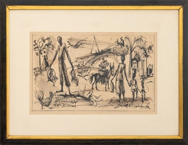 Jack Donaldson Figural Landscape Mixed Media