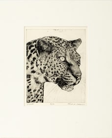 Karla M. Parker Leopard Portrait Etching