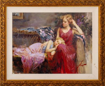 Pino Daeni "A Mother's Love" Oil Enhanced Giclee
