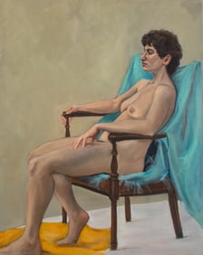 Penny Purpura Seated Nude Woman Oil on Canvas