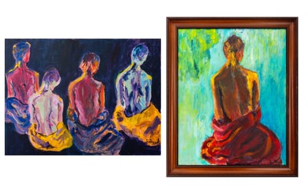 R. Fred Nude Women Acrylic on Canvas, 2