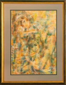 Abstract Figural Composition Mixed Media, 20th C.