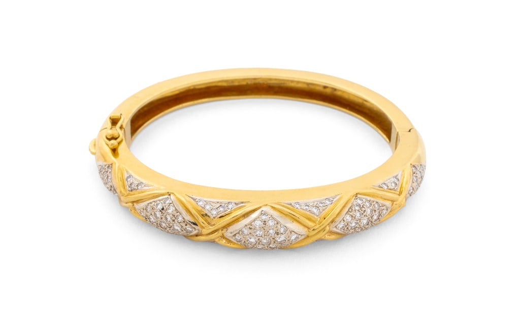 18K Yellow Gold Pave Diamond Bangle (1 of 6)