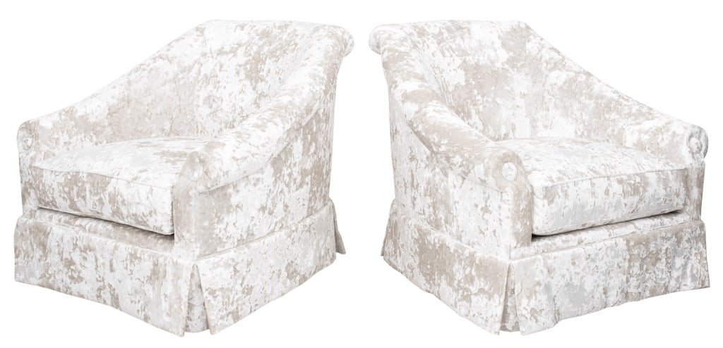 Thad Hayes Designed Velvet Swivel Armchairs, Pair (1 of 9)