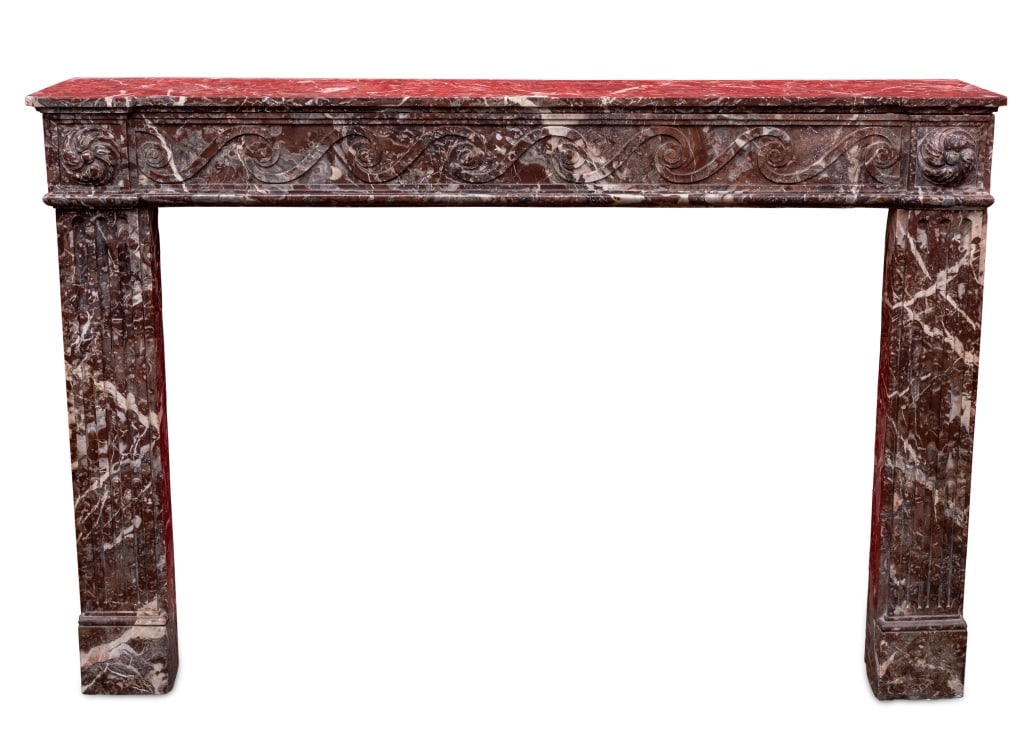 Louis XVI Style Rosso Levanto Marble Chimney Piece (1 of 4)