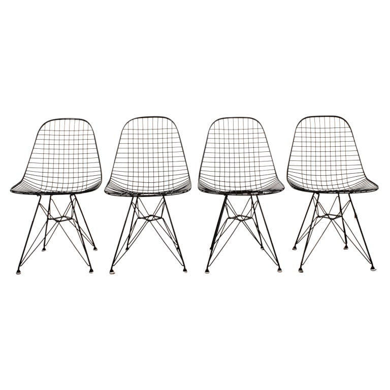 Eames DKR "Eiffel" Wire Dining Chairs, 4 (1 of 11)