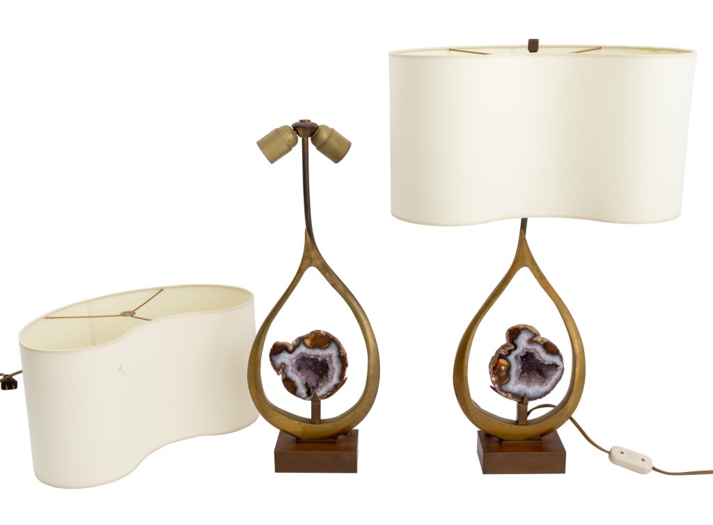 Willy Daro Brass Geode Table Lamps, Pair (1 of 6)