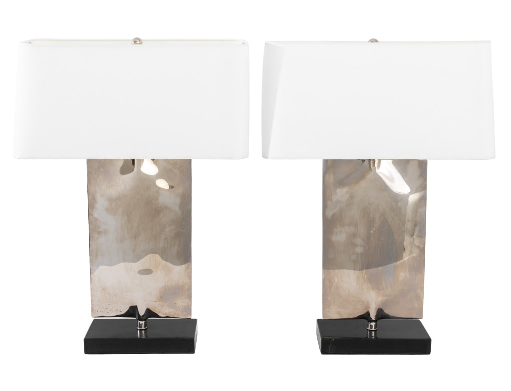 Arteriors Chrome Rectangular Table Lamps, Pair (1 of 6)