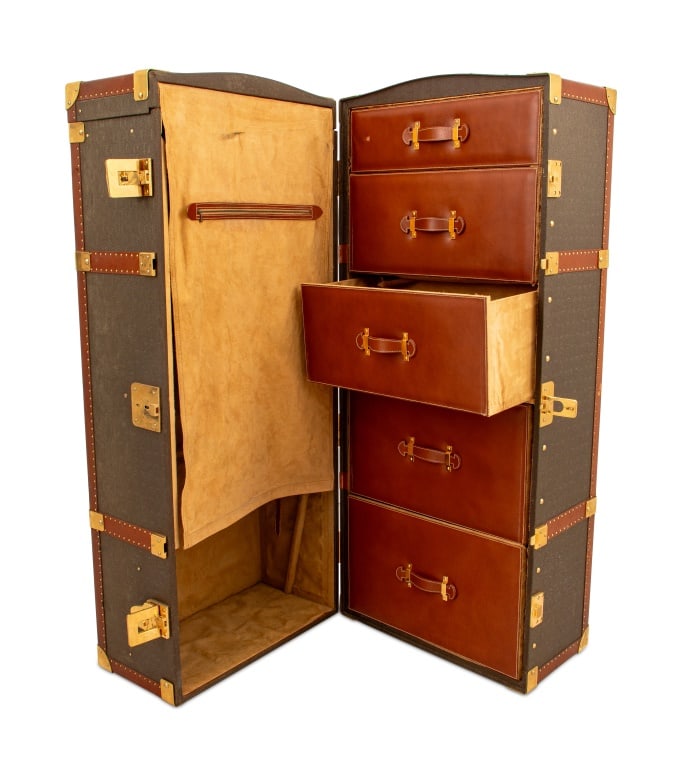 Leather and Brass Banded Wardrobe Steamer Trunk (1 of 7)