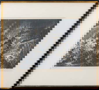 Don Freeman "On the Fly Rail" Lithograph, 1934: Don Freeman (American, 1908-1978), "On the Fly Rail", Lithograph, 1934, numbered edition "24/50" lower right, signed in plate and in pencil lower right, The Margo Feiden Galleries label to verso, blac