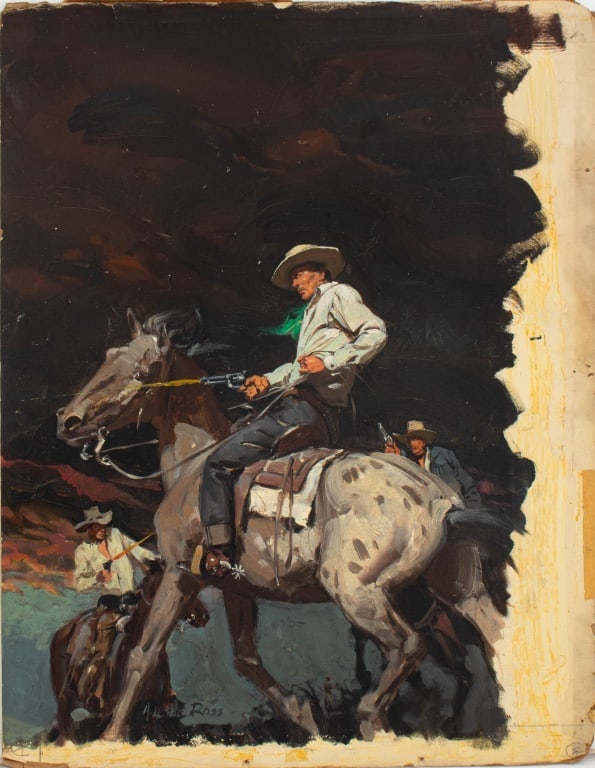 A. Leslie Ross Cowboy Oil on Illustration Board (1 of 5)