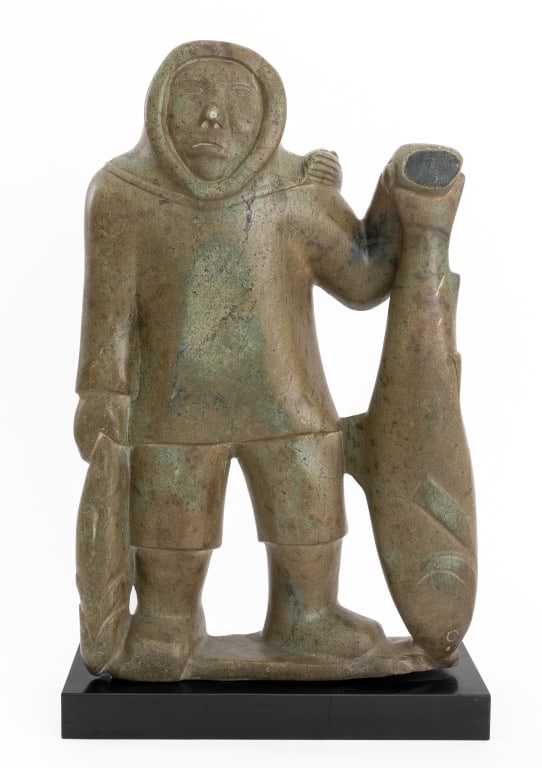 Inuit Carved Soapstone Fisherman Sculpture (1 of 5)
