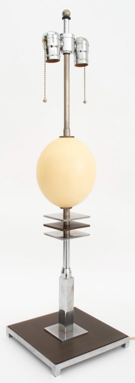 Anthony Redmile Attr. Ostrich Egg Chrome Lamp (1 of 9)