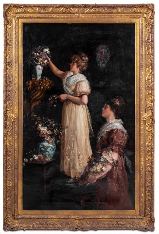 Charles Muller Arranging Flowers Oil on Canvas (1 of 5)