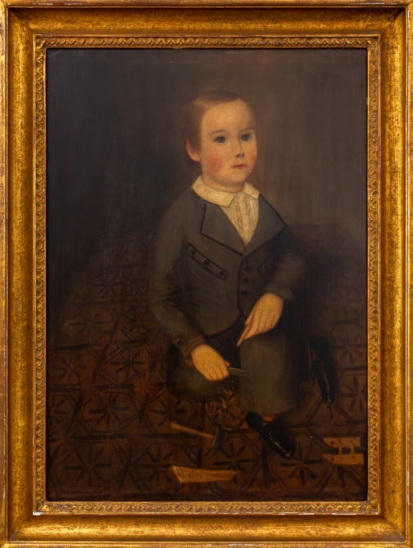 American School Portrait of a Boy Oil on Panel (1 of 8)