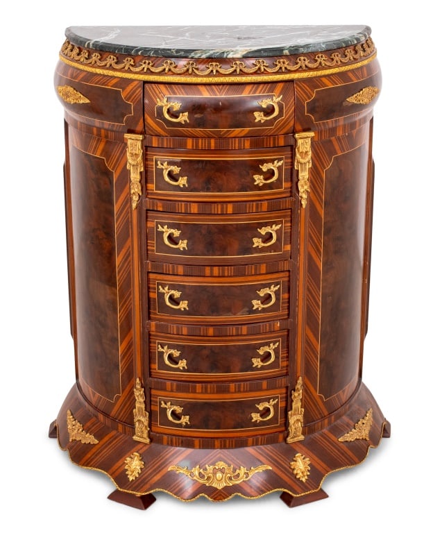 Empire Style Demilune Marble Top Chest of Drawers (1 of 6)