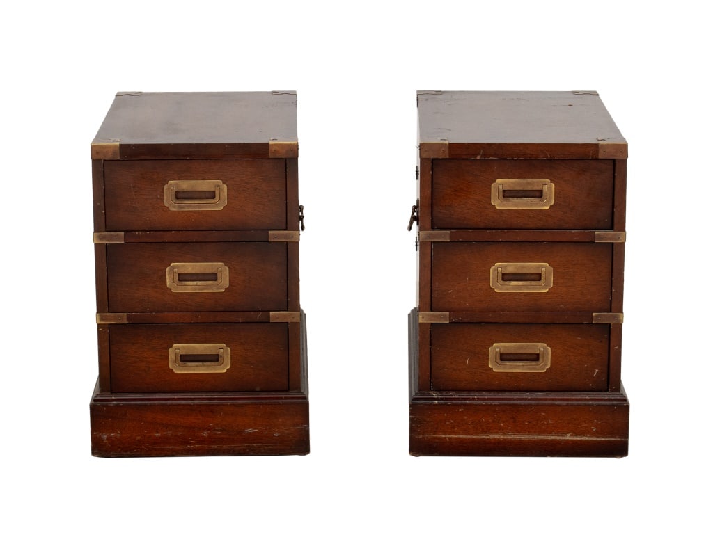 Campaign Style Mahogany Bedside Cabinets (1 of 7)
