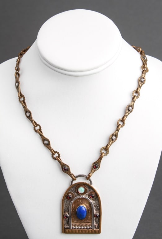Mixed Metal Lapis Opal Rubylite Pendant Necklace (1 of 5)