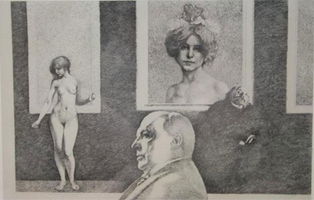 Peter Milton "The Jolly Corner III" Etching 1971: Peter Milton (American, 1930 - ) resist-ground etching and engraving "The Jolly Corner III," framed behind glass, United States, 1971; numbered by artist. Dimensions: 20-1/2"H x 25"W; 10"H x 14-1/2" (