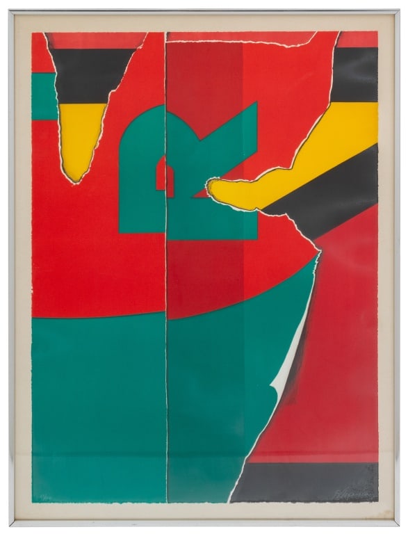 Burhan Dogancay Green & Red Composition Lithograph (1 of 7)