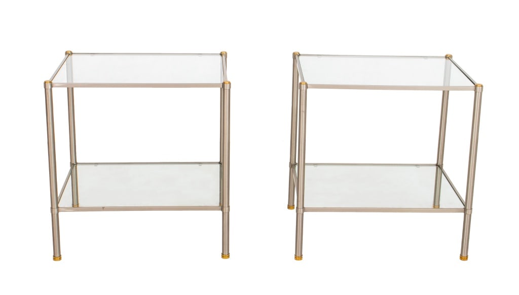Maison Jansen Style Glass Side Tables, Pair (1 of 7)