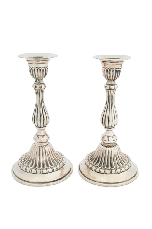 Portuguese Silver Shabbat Candlesticks, Pair (1 of 10)