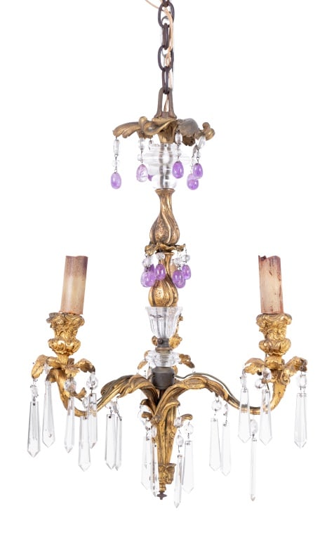 Louis XV Style Gilt Brass Three Branch Chandelier (1 of 4)
