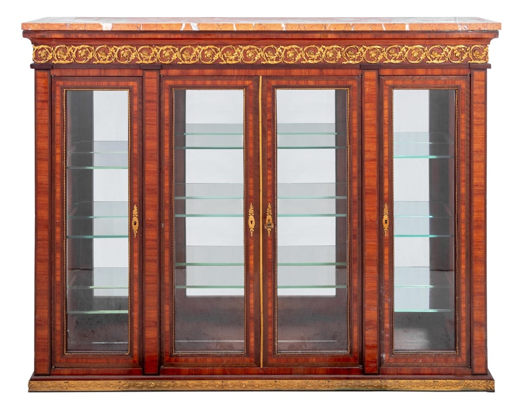 French Kingwood Tulipwood Marble Display Cabinet (1 of 4)
