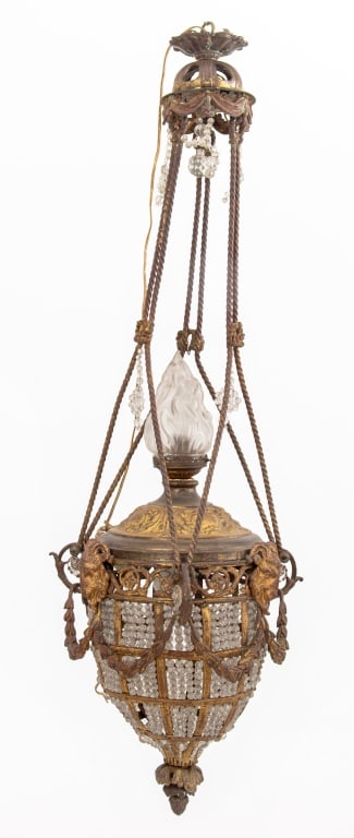 Louis XVI Style Bronze and Crystal Basket Pendant (1 of 6)