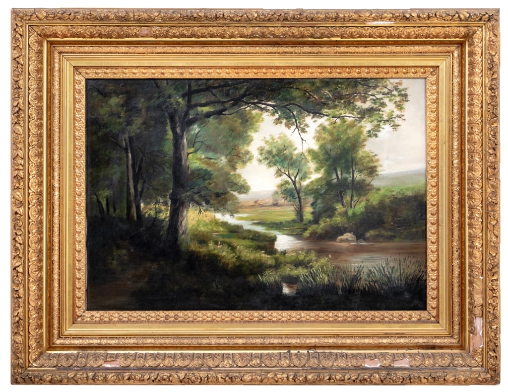 American School River Landscape Oil on Canvas (1 of 5)