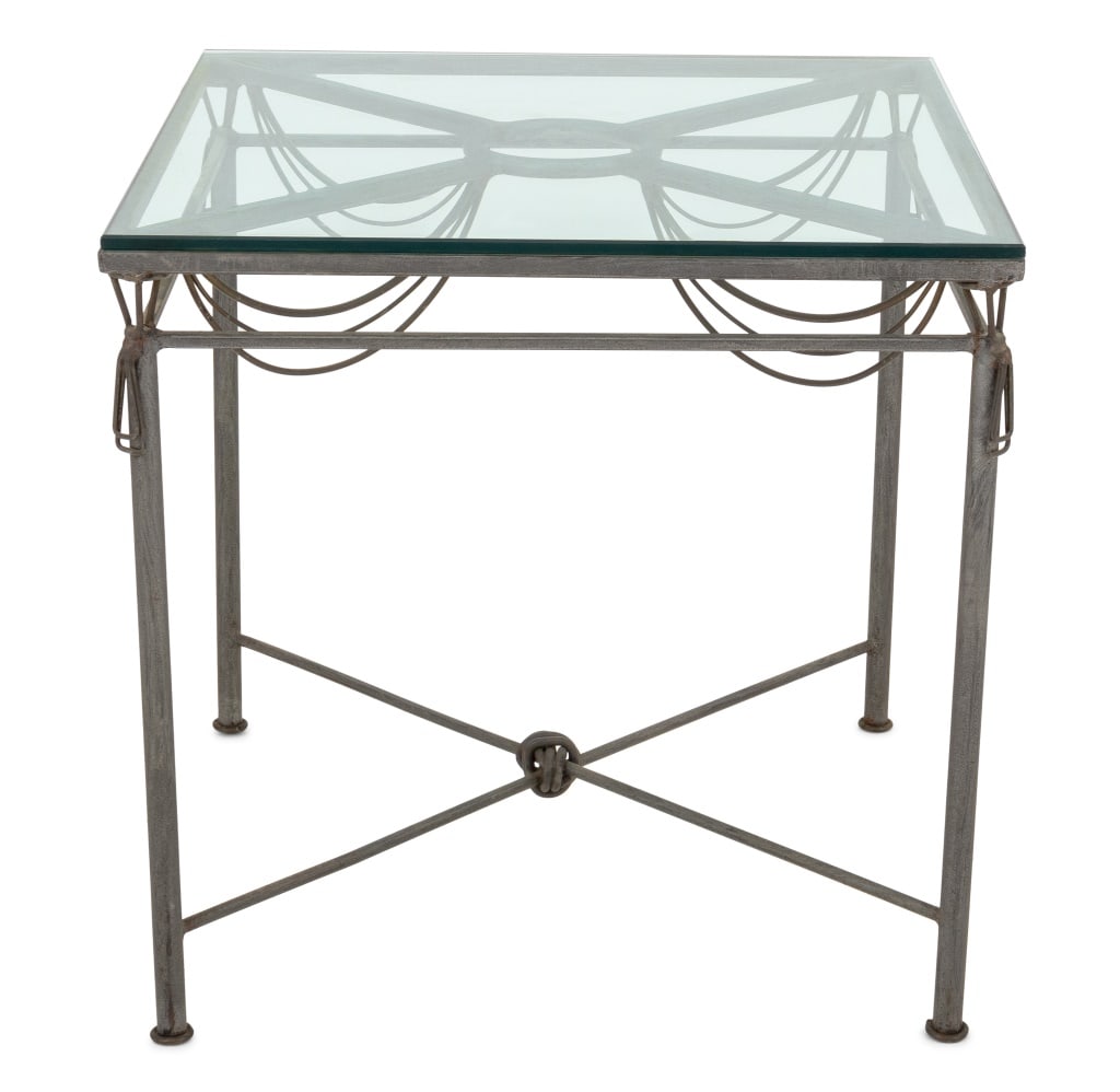 French Glass-Topped Wrought Iron Dining Table (1 of 4)
