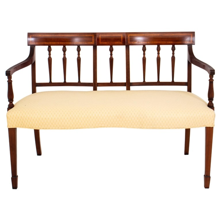 American Sheraton Style Mahogany Settee (1 of 9)