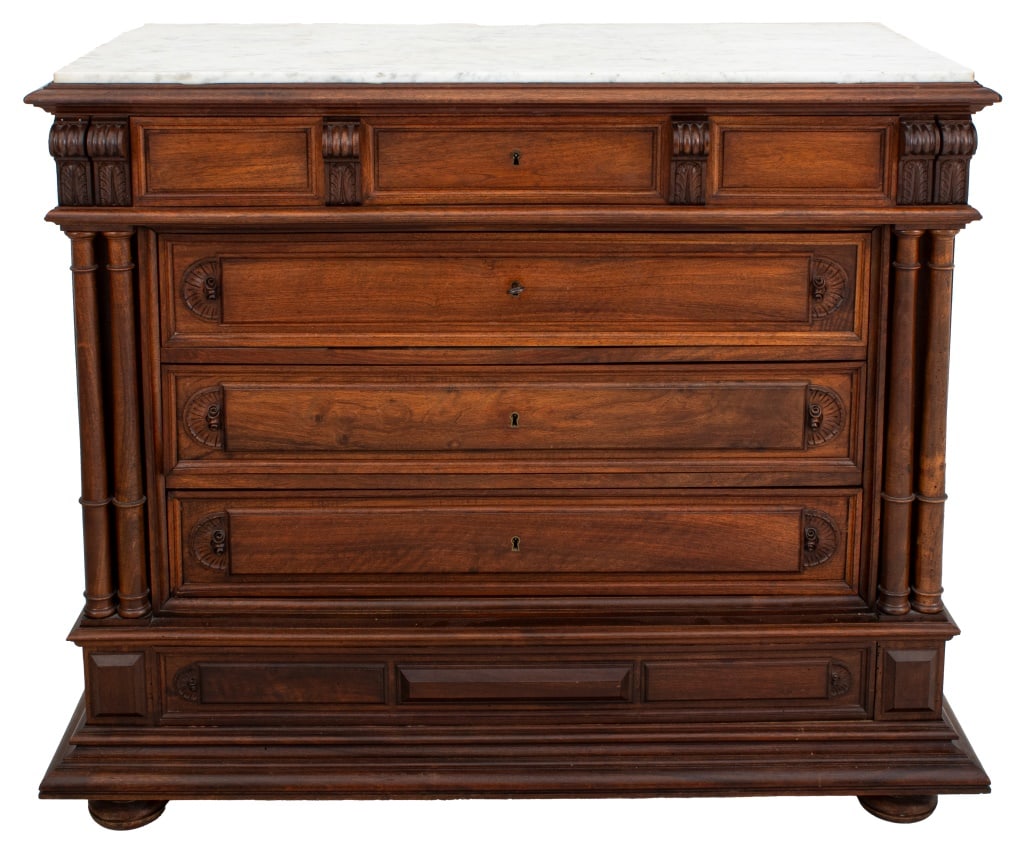 French Walnut Marble Top Commode (1 of 11)