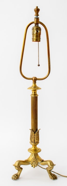 Louis Philippe Style Gilded Brass Column Lamp (1 of 7)