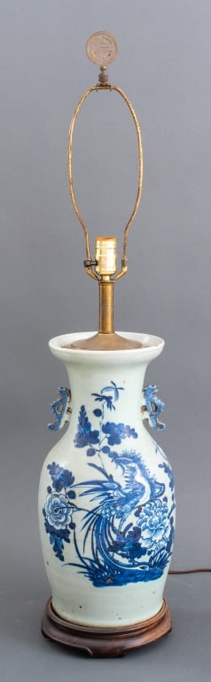 Chinese Large Porcelain Baluster Vase Mounted Lamp (1 of 10)