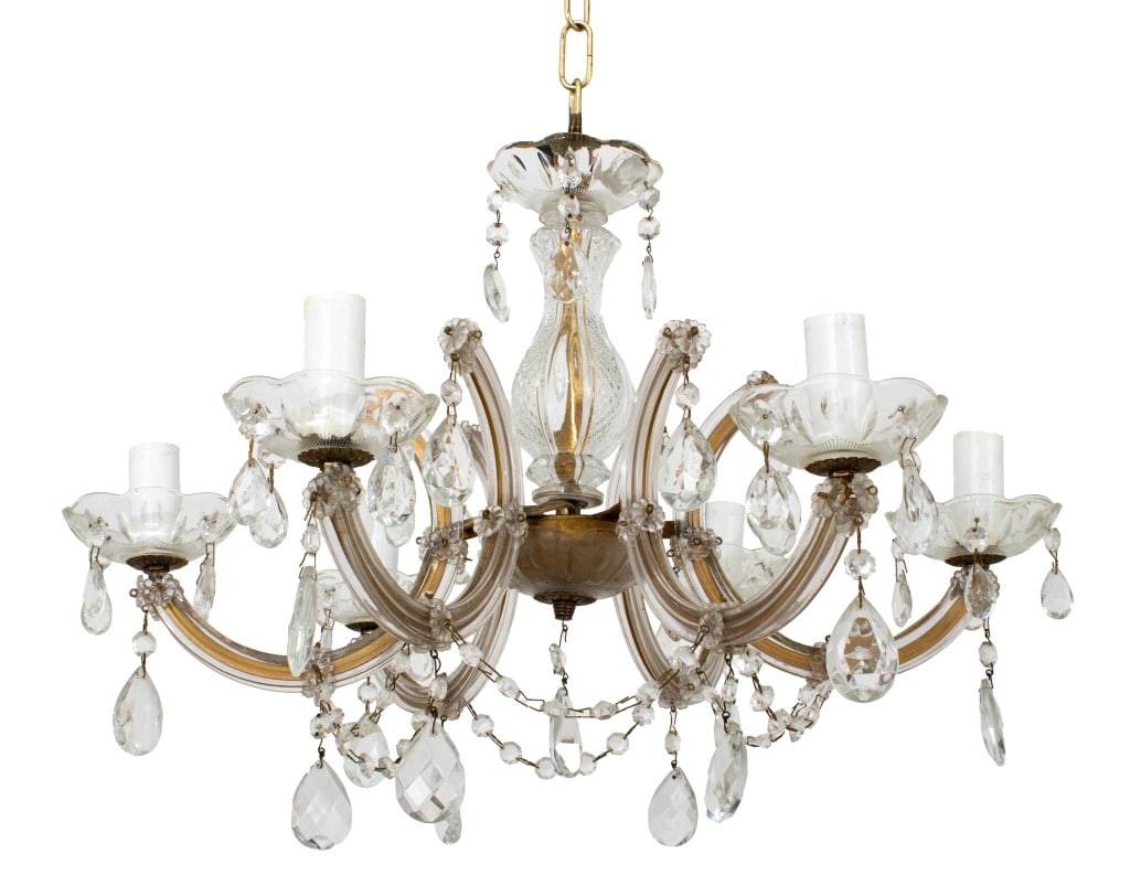 Italian Glass Six-Arm Chandelier (1 of 9)