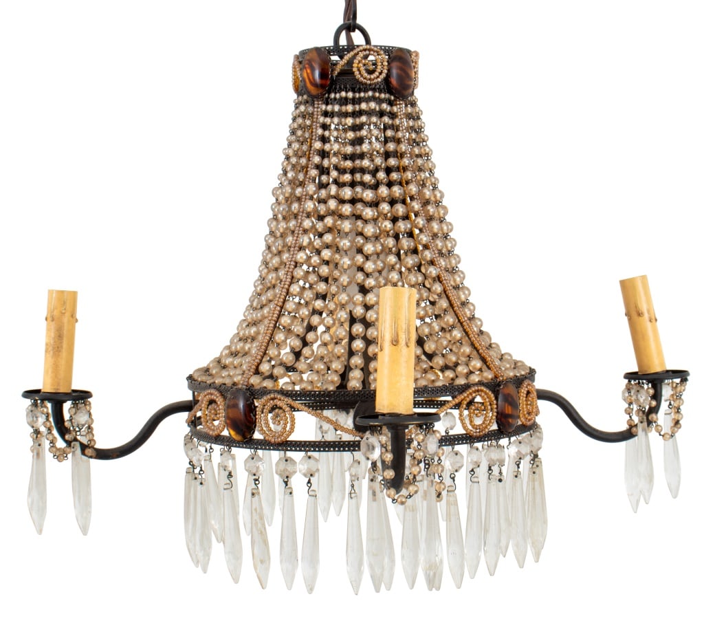 Italian Four-Arm Beaded Chandelier (1 of 7)